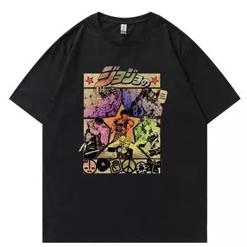 Манга Джоджо Bizarre Adventure футболка унисекс Япония аниме летняя футболка Kawaii Jojo футболка с рисунком унисекс 90-х хлопковые футболки унисекс