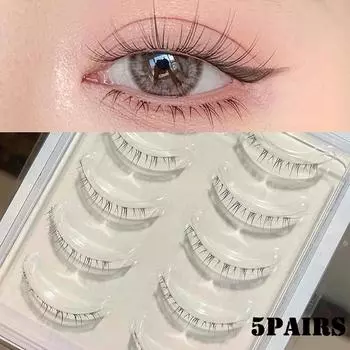 Manga Lashes 5 пар ресниц Натуральные нижние ресницы Накладные ресницы ручной работы Прозрачная лента Нижние искусственные ресницы Инструменты для наращивания макияжа