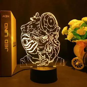 Манга подарок Наруто Учиха Обито 3d лампа светодиодная настольная лампа для фанатов украшение спальни креативная идея прикроватная лампа Учиха Обито