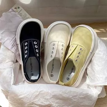 Mango Head Canvas Shoes Женские дизайнерские туфли Sense Summer Thin One-pedal Board Shoes Show Feet Small Women Shoes 35 чёрный