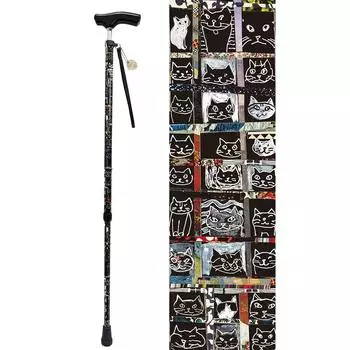 manhattaners как Cat pattern ходьба регулируемая легкая черная catlage [Shima Seisakusho] [Идеальный подарок] палка, легкая, алюминиевая, растягивающаяся, чёрный