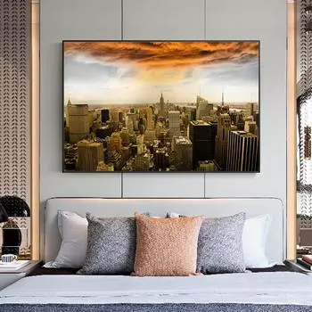 Манхэттенский пейзаж, холст, картины на стене, художественные постеры и принты, Нью-Йорк, закат, художественная картина, домашний декор 21*30cm