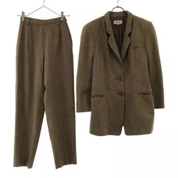 MANI made in Italy Herringbone Pattern pants suit Setup 40 Shoulder putt Women Used