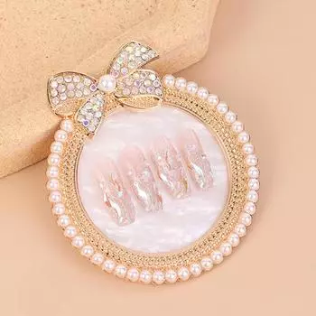 Палитра для маникюра Lovely Bow Имитация жемчужной отделки Демонстрационный поднос Подставка для ногтей Палитра для смешивания гель-лаков серебряный