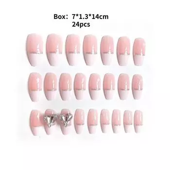 Manicure Patches Wearable Nail Patches Removable Bow Nail Patches Pink Light