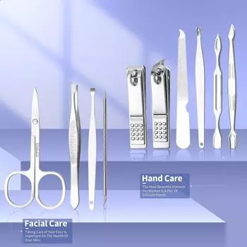 Manicure Set 10 in 1 Nail Clipper set, fingernail & toenail clippers, Manicure Tools, pedicure tools, Suitable for Travel
