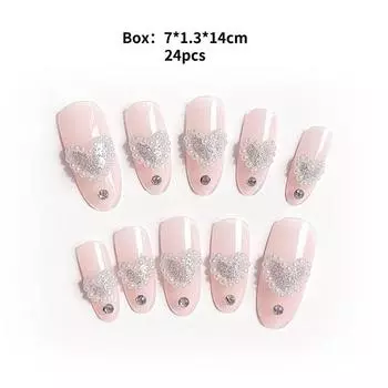 Manicure Wear Ladies Patches Fake Nails Finished Removable Heart Nails Pearl