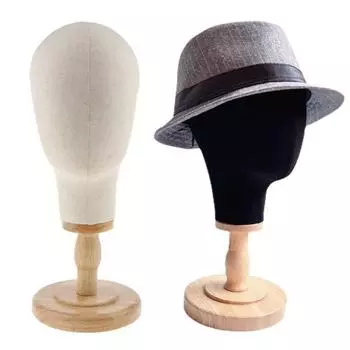 Manikin Styling Display Head Mannequin Head Wig Hat Display Holder Canvas Block Head Barbershop Beige-Style 1