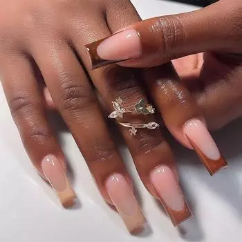 Маникюр с коричневым краем в стиле Майяра, европейский и американский маникюр, новинка осени, украшение для ногтей, украшение для ногтей