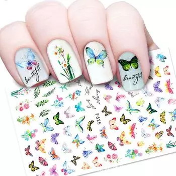 Маникюр с пионами, голографическая фольга для ногтей, самоклеящиеся наклейки для дизайна ногтей, наклейки для ногтей 678