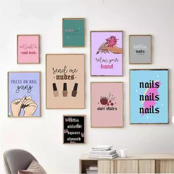 Маникюр, салон красоты, техника дизайна ногтей, иллюстрация, настенная живопись на холсте, постеры на скандинавскую тему и принты, картинки для декора гостиной 21x30cm No Framed