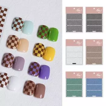 Маникюрная наклейка, легко наносится, легкая бумага, черно-белая шахматная доска, маникюрная наклейка для женщин 1