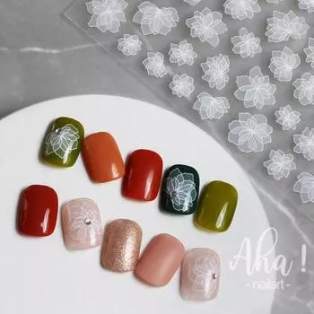 Маникюрная наклейка Универсальная легкая бумажная полупрозрачная белая цветочная маникюрная наклейка для женщин A