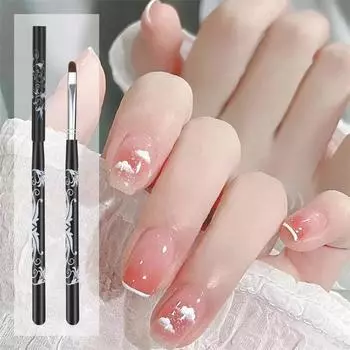 Маникюрная ручка с мягкой щетиной, гравированная ручка, держатель, не пушистый, с чехлом, УФ-гель для рисования ногтей, ручка для фототерапии, женская поставка чёрный