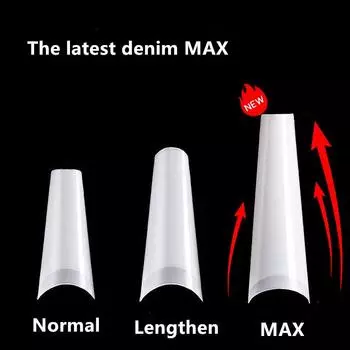 Маникюрные джинсовые ногти MAX, супер длинные французские накладные ногти с плоской головкой, бесшовные ногти, 504 шт.