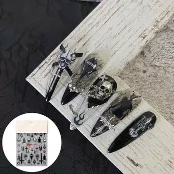 Маникюрные наклейки дурацкие декоративные ультратонкие черепа темные наклейки для дизайна ногтей принадлежности для ногтей