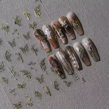 Маникюрные украшения. Наклейки для ногтей с бабочками. Украшения для ногтей с бабочками. Маникюрный салон. StyleD