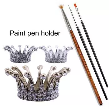 Маникюрный держатель для ручек с блестящей поверхностью DIY многоразовый нежный привлекательный в форме короны кисть для нейл-арта поставка для салона золотистый
