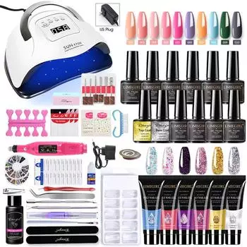 Маникюрный набор, 120 Вт, УФ-лампа, фреза для ногтей и наращивание ногтей, набор для быстрого наращивания гелевых ногтей