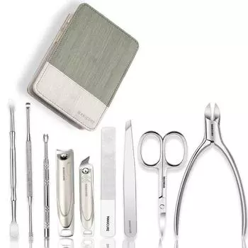 Маникюрный набор, дорожный набор для личной гигиены, инструменты для ногтей, набор для личной гигиены, машинка для стрижки ногтей из нержавеющей стали, ложка для ковыряния ушей зелёный