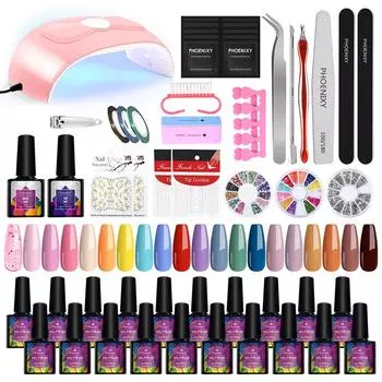 Маникюрный набор PHOENIXY, 54 Вт, УФ-светодиодная лампа-сушилка с 20 шт. комплектом для замачивания гель-лака для ногтей 349