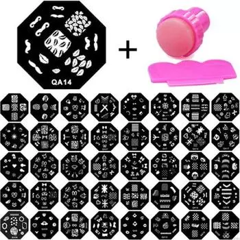 Маникюрный шаблон для дизайна ногтей, печать изображений, польский штамп, скребок, набор для штамповки