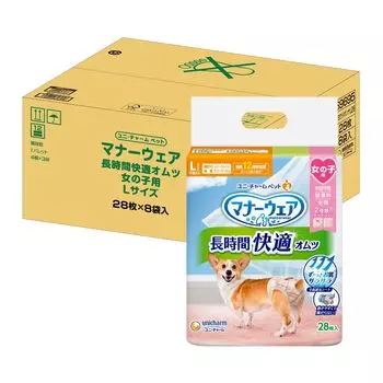 Manners Wear Dog For L For Medium 224 Sheets Sheets x Pet Unicharm Diaper, Long-term Diaper, Girls, Size, Dogs, (28 8), Моча, Принадлежности, [Кейс Продукт]
