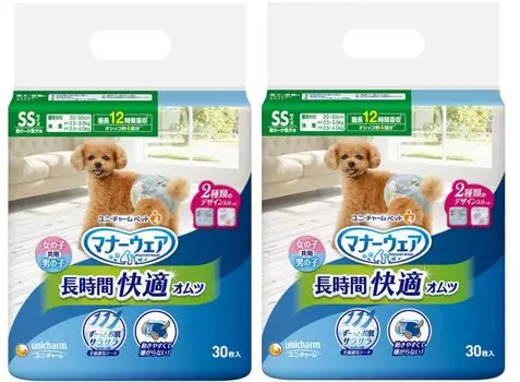 Mannerwear удобный для очень маленьких и маленьких SS 30 штук x 2 упаковки [Распродажа комплекта] долговечные подгузники, унисекс, для собак, размер,