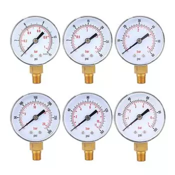 Манометр 50 мм 1/8 BSPT нижнее соединение для воды, нефти, газа 0-15PSI 0-1Bar