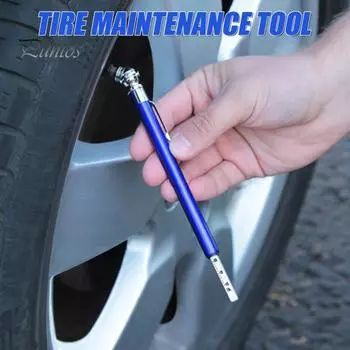 Манометр для автомобильных шин с измерителем глубины протектора. Дефляторный клапан для автомобильных шин высокого давления. Инструмент для обеспечения безопасности и обслуживания автомобиля, обеспечивающий оптимальный уход за шинами. зелёный