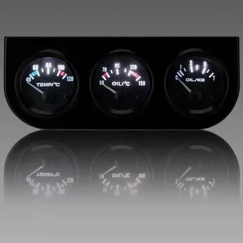 Манометр масла с датчиком температуры масла, температуры воды, вольтметр, тройной приборной панели, черный держатель, универсальный автомобильный счетчик 12 В, 2 дюйма, 52 мм, 3 в 1 2010A