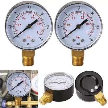 Манометр низкого давления для топлива, воздуха, гидравлики 50 мм 0/15 PSI 0/1 бар 1/4 BSPT НОВЫЙ