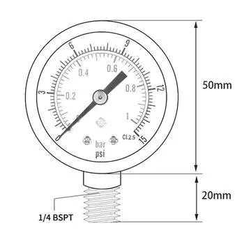 Манометр TS-Y504 Вода Масло 0–100 фунтов на квадратный дюйм 0–160 фунтов на квадратный дюйм 0-15psi