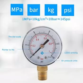 Манометр TS-Y504 Вода Масло 0-100psi 0-15psi 0-15psi