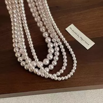 Ожерелье с розовым жемчугом Manta Rose, женская, нежная, нишевая, уникальная, изысканная, модная, универсальная, цепочка на шею, цепочка на свитер