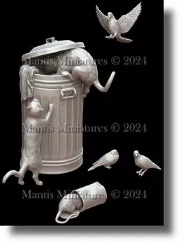 Mantis Miniature Animal Series Animal Set 54 Urban Animal Resin Kit Man35180 1/35