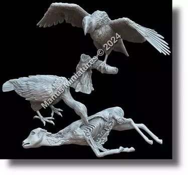 Mantis Miniature Animal Series Animal Set 56 Vulture and Prey Resin Kit Man35184 1/35