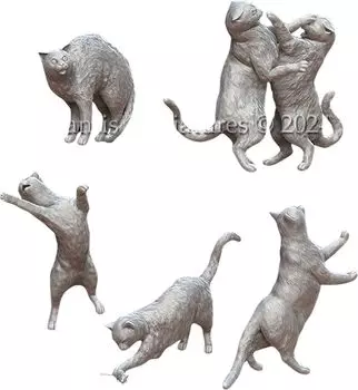 Mantis Miniature Animal Set 58 Cat 6 Resin Kit Man35186 1/35