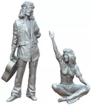 Mantis Miniature Current Flower Power Hippie Man and Woman Set 2 Pieces Resin Kit Man35190 1/35 (person)