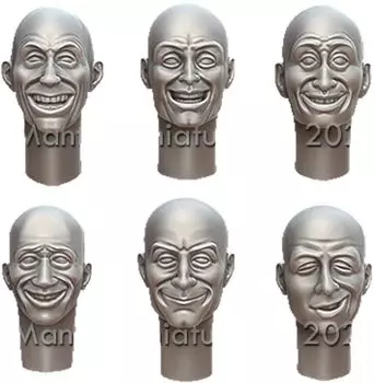 Mantis Miniature General Purpose Headset 4 Laughing Expressions 6 Types 2 Sizes 12 Pieces Resin Kit MAC48 1/35