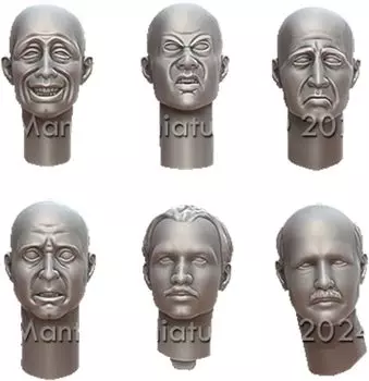 Mantis Miniature Headset 5 Facial Expression Mix 6 Types 2 Sizes 12 Pieces Resin Kit MAC49 1/35 General-purpose