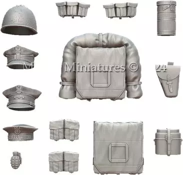 Mantis Miniature Polish Army 1939 Infantry Equipment Set 14 Pieces Resin Kit MAC53 1/35