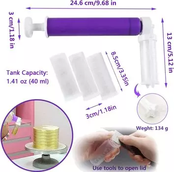 Manual Cake Airbrush Spray Gun with 4pcs Cake Spray Tube Cake Decorating Supplies DIY Baking Tools for Cupcakes Desserts Cookies розовый