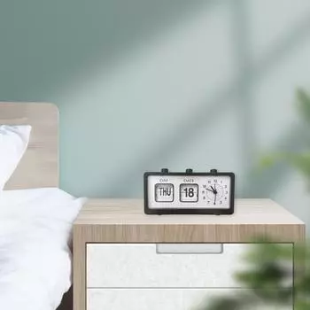 Manual Flip Clock Calendar Reminder Desk Clock for Bedside Desktop Kitchen