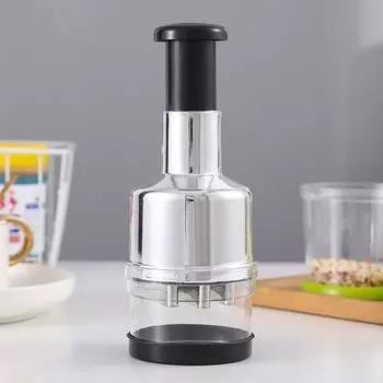 Manual Hand Press Garlic Onion Chopper Vegetable Food Chopper Processor Dicer светло-серый