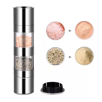 Manual Pepper Grinder Double Sided Stainless Steel Adjustable Spice Mill Seasoning Container Kitchen Cooking Grinding Tools