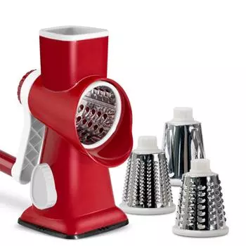 Manual Rotary Cheese Grater 3 in 1 Ice Shaved Machine Hand-Crank Vegetable Slicer Smoothies