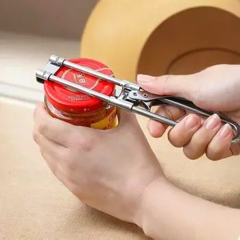 Manual Stainless Steel Jar Lid Opener Adjustable Gripper Can Opener Multifunct Convenient Non-slip Bottle Opener Kitchen Tools серебряный