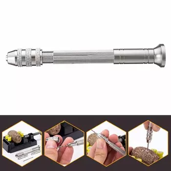 Manual Twist Drill Bit + Aluminum Alloy Mini Micro Hand Drill Woodworking Tools