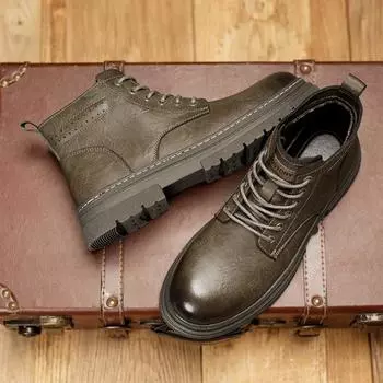 Manufacturer 2025 autumn new leather fashion trend Martin boots men s non-slip outdoor casual tooling short boots 38